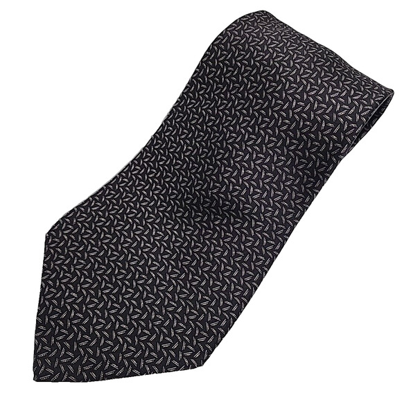 Zylos George Machado Dark Grey Patterned Silk Necktie - Like New - Picture 1 of 4